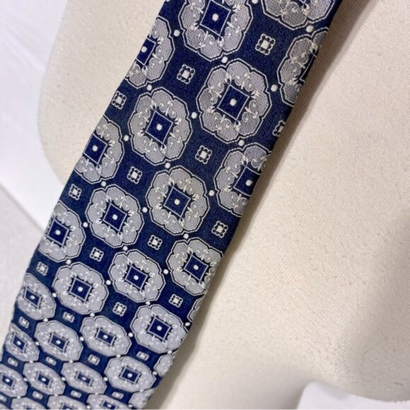 5/$25 Vintage Pierre Cardin Blue Grey Multi Print Tie - Picture 10 of 11